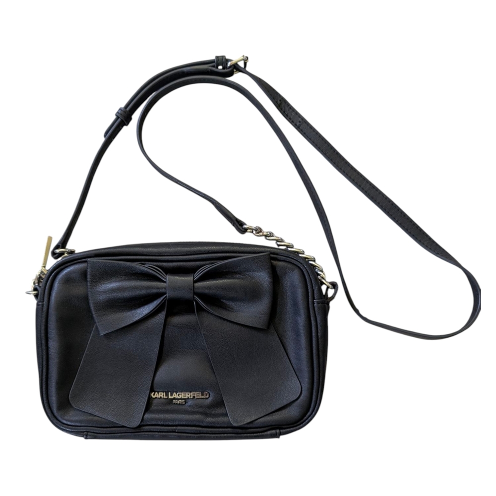 Karl Lagerfeld Black Crossbody Bag with Bow Accent